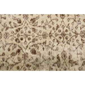 1.7x4.8 ft Small Turkish Rug Vintage Patchwork Design Eco Friendly <b>Brown</b> White <b>Wool</b> Rug with Latex Backing - Product Image 5