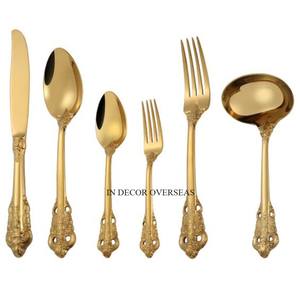 Couverts en métal de qualité supérieure en plaqué or de haute qualité, ensembles de couverts à prix compétitif, design d'art rustique vintage - Product Image 1