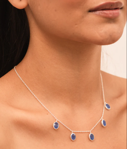 <b>Necklace</b> 925 <b>Sterling</b> <b>Silver</b> With Gold Plated Blue Chalcedony Gemstone <b>Necklace</b> Vintage <b>Necklace</b> for Weddings Gifts Engagements - Product Image 4
