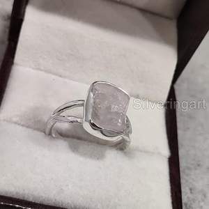 Rough Women's Ring Natural <b>Rose</b> <b>Quartz</b> April Birthstone Hammered Christmas Gift Ring Handmade <b>Jewelry</b> 925 Sterling Silver Ring - Product Image 3