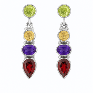 Pendientes Largos de Plata de Ley 925 de Alta Calidad, Chapados en Rodio, Estilo Bohemio, con Múltiples Formas y Piedras Preciosas, para Mujer, Ideales para Fiestas - Product Image 4
