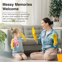 [Caja incluida] 1 par de guantes de goma para niños Little More, guantes para niños, limpieza de platos, jardinería, guantes impermeables para niños
