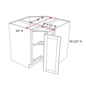 Moderno Slim Shaker Ebony Lazy Susan Gabinete Base de esquina W33 X H34.5 X D24 Madera contrachapada - Product Image 3