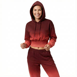 Sweat-shirts à capuche pour femmes en coton doux de qualité supérieure, taille large côtelée, épaules tombantes, pull-over élégant, prix de gros - Product Image 1