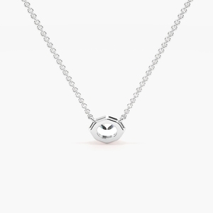 Minimalist Round Diamond Pendant Necklace 925 <b>Silver</b> Rhodium Plated Bezel Setting <b>Box</b> <b>Chain</b> Unisex Everyday Wear - Product Image 3