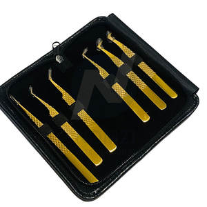 แหนบต่อขนตาแบบมืออาชีพเคลือบพลาสมาปลายแหลมสีทองทำจากสแตนเลสสีทอง - Product Image 5