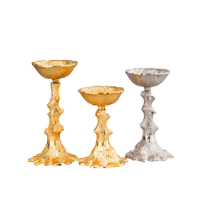 Soporte de vela individual de Metal de Pilar Alto de diseño personalizado hecho a mano soporte de vela de Color plateado de tallo largo para Navidad Pascua - Product Image 1