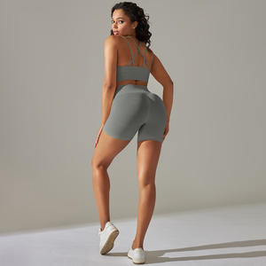 New Design Women's Back Sportswear Yoga Fitness Gym <b>Bra</b> <b>and</b> Running <b>Shorts</b> Workout <b>Set</b> Training <b>Sport</b> Suit 5. - Product Image 2