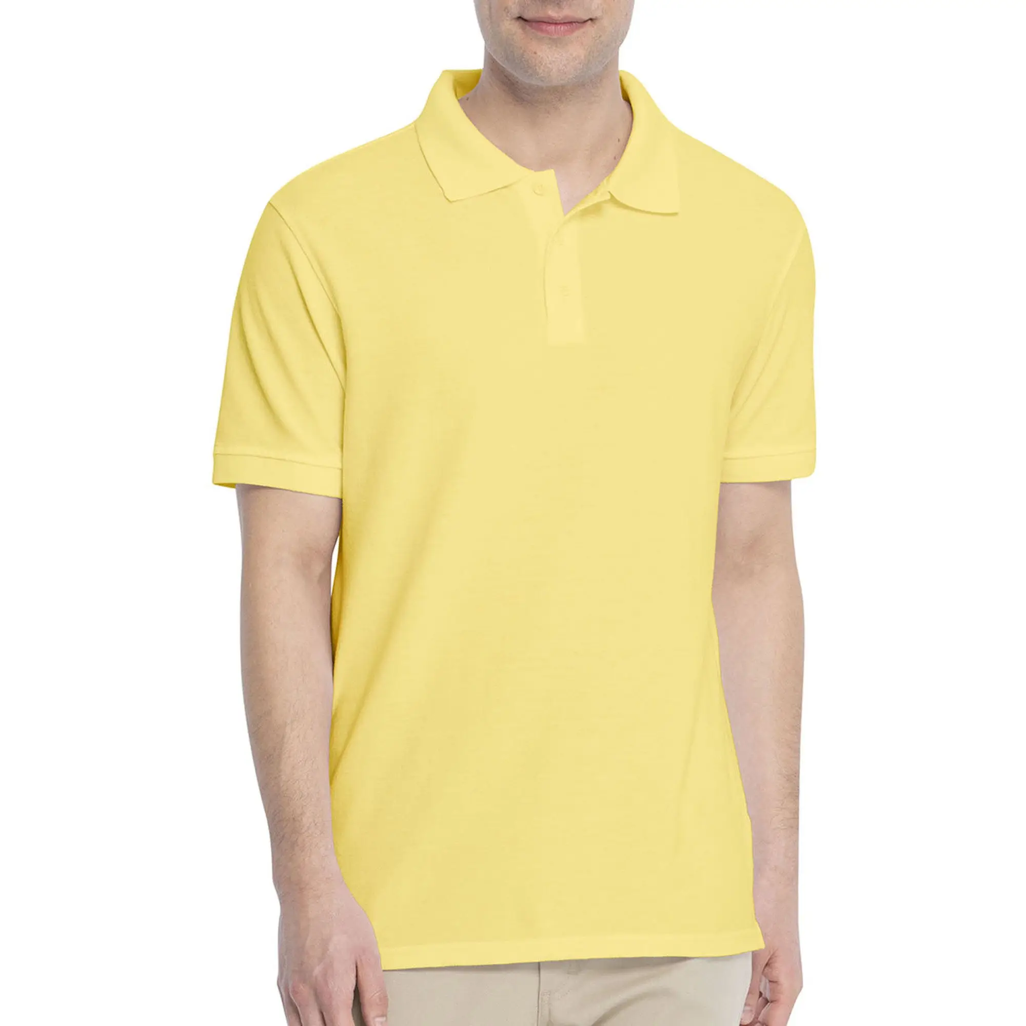 En trend Polo gömlekler sarı renk Turn Down yaka yüksek kalite yetişkinler için özelleştirilmiş yapılan düz Polo T shirt