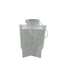 Lanterne en fer décorative faite à la main lanterne de bougeoir de lavage blanc pour la décoration de Noël et d'hôtel adaptée aux besoins du client - Product Image 3