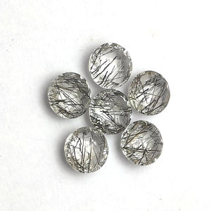 Alta calidad 8mm Natural negro rutilo cuarzo Briolette tablero de ajedrez ambos lados 1,71 Cts piedras preciosas sueltas para exportación al por mayor - Product Image 3