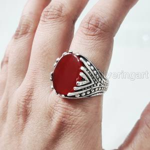 Nouvelle bague pour hommes exclusive pierre précieuse cornaline naturelle bague de naissance toutes les tailles bijoux de noël ottoman bague en argent Sterling 925 - Product Image 1