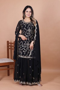 Traje Sharara de Georgette Indio Pakistaní, Estilos Tradicionales con un Toque Moderno, Ropa de Moda para Mujer, Superventas - Product Image 6