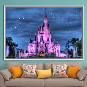 Lienzo Impreso: Decoración de Pared del Castillo de Cenicienta, Arte del Cielo Estrellado, 1 Pieza: Marco Blanco - Product Image 1