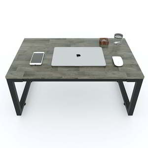 Mesa de Salón Estilo Industrial Rústico 100x60cm con Tapa de Madera de Caucho y Patas de Hierro, Requiere Montaje-SPD68153 - Product Image 2