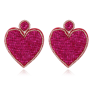 Bohemian Female <b>Silver</b> Jewelry Hand-Woven Glass Seed Bead <b>Earrings</b> <b>Heart</b> Shape On-Trend Drop <b>Earrings</b> Weddings Parties Gift - Product Image 2