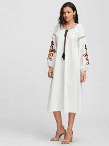 Vestidos bordados de manga larga, 100% algodón - Product Image 5