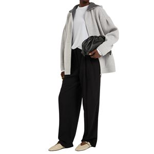 Vente en gros de sweats à capuche en laine mélangée surdimensionnés pour femmes, lavage à l'acide, jacquard, badge, fermeture éclair, tissu lourd, vêtements d'extérieur d'hiver, OEM - Product Image 2