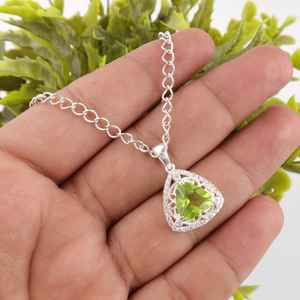 Collier en alliage de cuivre plaqué or fait à la main, pendentif en argent sterling 925, bijoux en CZ, cadeau pour femme, mariée - Product Image 6