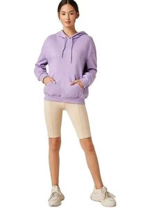 Sweat-shirt à capuche ample en molleton de coton brodé sur mesure pour femme, avec impression en relief et manches raglan - Product Image 4