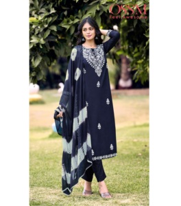 Nueva Tendencia Maruti Fashion, Vestido de Rayón con Estampado Digital y Bordado, Elegante, para Mujer, Estilo Indio-Pakistaní, para Bodas y Fiestas, Prendas Confeccionadas para la Temporada - Product Image 1