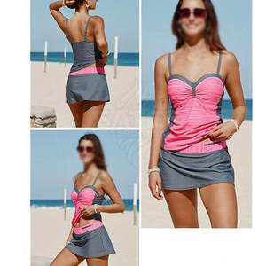 Tankinis 2 pièces, maillot de bain sans bretelles, logo sur le devant, léger, respirant, en élasthanne/polyester, pour les activités de baignade et de plage pour femmes - Product Image 4