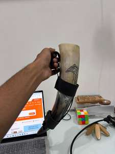Natural <b>Viking</b> Drinking <b>Horn</b> with <b>Horn</b> Stand Rough Eco-Friendly Handmade Modern by CRAFTS GALORE India - Product Image 5