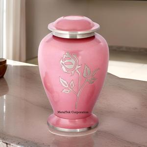Urne funéraire en métal rose de haute qualité pour cendres, fournitures funéraires en gros, prix de gros, urnes et pots funéraires pour adultes - Product Image 4