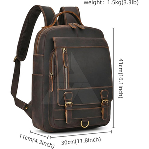 Sac à dos en cuir véritable de qualité supérieure, personnalisé, pour voyage, affaires, ordinateur portable, sac de voyage de luxe pour hommes, sacs à dos en cuir. - Product Image 3