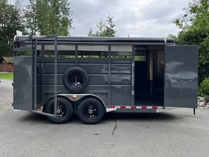 Double Axle Livestock <b>Trailer</b> Tandem Axle <b>Farm</b> Transport <b>Trailer</b> with Side Storage and Spare Tire - Product Image 5