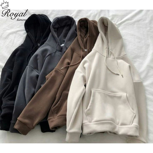 เสื้อสเวตเชิ้ตคอกลมผ้าฝ้ายฟลีซแบบยูนิเซ็กซ์ ดีไซน์โอเวอร์ไซส์ ไหล่ตก สีพื้น สำหรับฤดูหนาว - Product Image 1