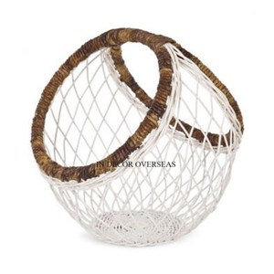White Color Powder Coated High Standard Quality Metal Wire Made Elegant Look Unique Designer Wedding <b>Gift</b> <b>Basket</b> From India - Product Image 1
