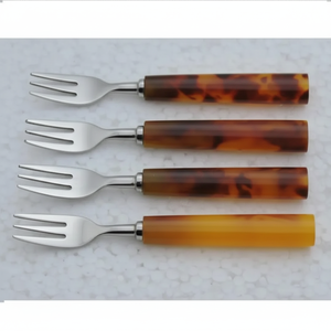 Juego de Tenedores para Fruta de Acero Inoxidable con Mangos de Resina Azul Mármol, Aptos para Lavavajillas, Utensilios de Lujo para Cenas y Fiestas - Product Image 6