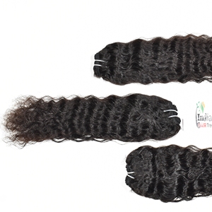 Cheveux Indiens Remy Non Traités Ondulés Naturels Noirs Soyeux Brillants Tissage Double Trame à la Machine 100g Toutes Couleurs Lot de Cheveux - Product Image 6