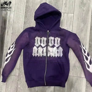 Sudaderas con capucha bordadas de alta calidad, precio barato básico, mezcla de algodón, ajuste holgado, ropa informal, sudaderas con capucha bordadas de angustia - Product Image 4