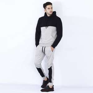 Survêtement d'hiver noir uni en gros, imprimé sur mesure, ajusté, 2 pièces, 100% coton, survêtement de sport personnalisé pour hommes et unisexe - Product Image 1