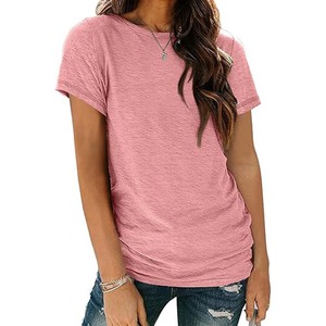 100% Cotton Women O Neck Short Sleeve T-Shirts High Quality Top Selling Eco-Friendly Breathable Quick Dry Summer - Product Image 1