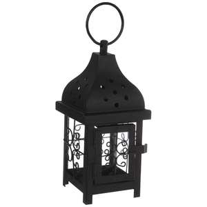 Linterna de vela de metal y vidrio con acabado negro elegante hecha a mano a granel para iluminación y decoración navideña para el hogar y el jardín - Product Image 6
