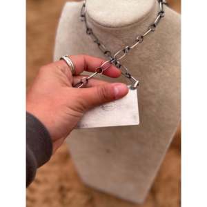 Collar de Barra de Plata de Ley y Turquesa con Diseño Geométrico Clásico de Telaraña de Danny Henio Kingman, con Cuentas de Número de Ancla, Regalo - Product Image 4