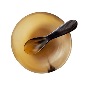 Cuenco de cuerno de búfalo natural con cuchara artesanal pulido para cocina y vajilla cuenco para servir cena cuenco de uso - Product Image 1