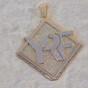 VVS Custom Moissanite Pendant, Fully Ice out Charm Logo Diamond Pendant, Men Hip Hop Customized Party <b>Necklace</b> Gift - Product Image 1