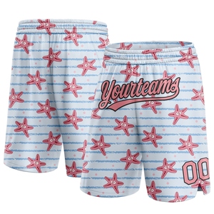 Industrie Direct Engro Sportswear Basketball Shorts Custom Light Blue Medium Pink-Black 3D Starfishs Authentic Basketball Shorts - Product Image 1