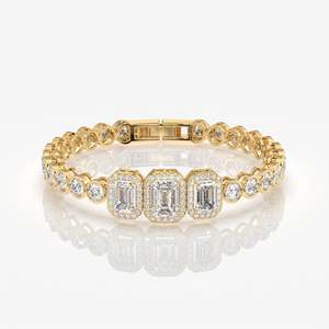 Brazalete de Diamantes Moissanite con Corte Esmeralda para Mujer, Oro de 18K, Elegante y Lujoso - Product Image 1