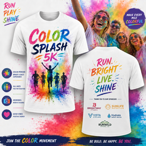 Camiseta deportiva personalizada al por mayor de secado rápido, de ajuste holgado, para eventos deportivos, maratones, festivales de color y carrera temática de 5K - Product Image 1