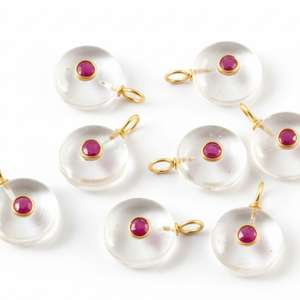 Pendentif en argent sterling 925 avec incrustation de cristal de quartz naturel, forme ronde, breloques tendance, bijoux en pierres précieuses pour femmes - Product Image 3