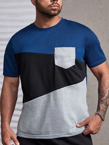 Camiseta de manga corta con cuello redondo y bloque de color para hombre a precio barato, camisetas personalizadas con estampado personalizado - Product Image 5