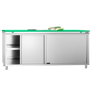 ตู้พื้นสแตนเลส PREMIUM - 2000x600 มม. - พร้อมประตูบานเลื่อน - รวม เขียงสีเขียว - Product Image 5