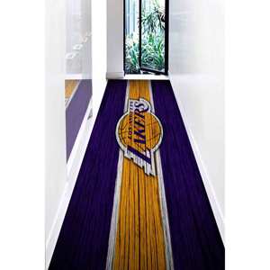 Tapis Los Angeles Lakers bleu marine et moutarde : Décoration de basketball NBA, avec tapis moelleux à poils longs - Product Image 4