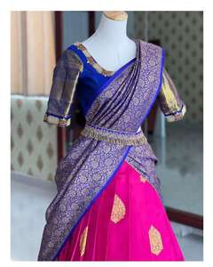 Kanjiveram Soie Zari Lehanga Avec Blouse Avec Banarashi Soie Duppta pour Bollywood Parties Mariage Designer Collection - Product Image 5