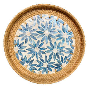 EW design-bandejas de mimbre para servir de nácar, bandeja de incrustación hecha a mano natural de Viet am AM - Product Image 5